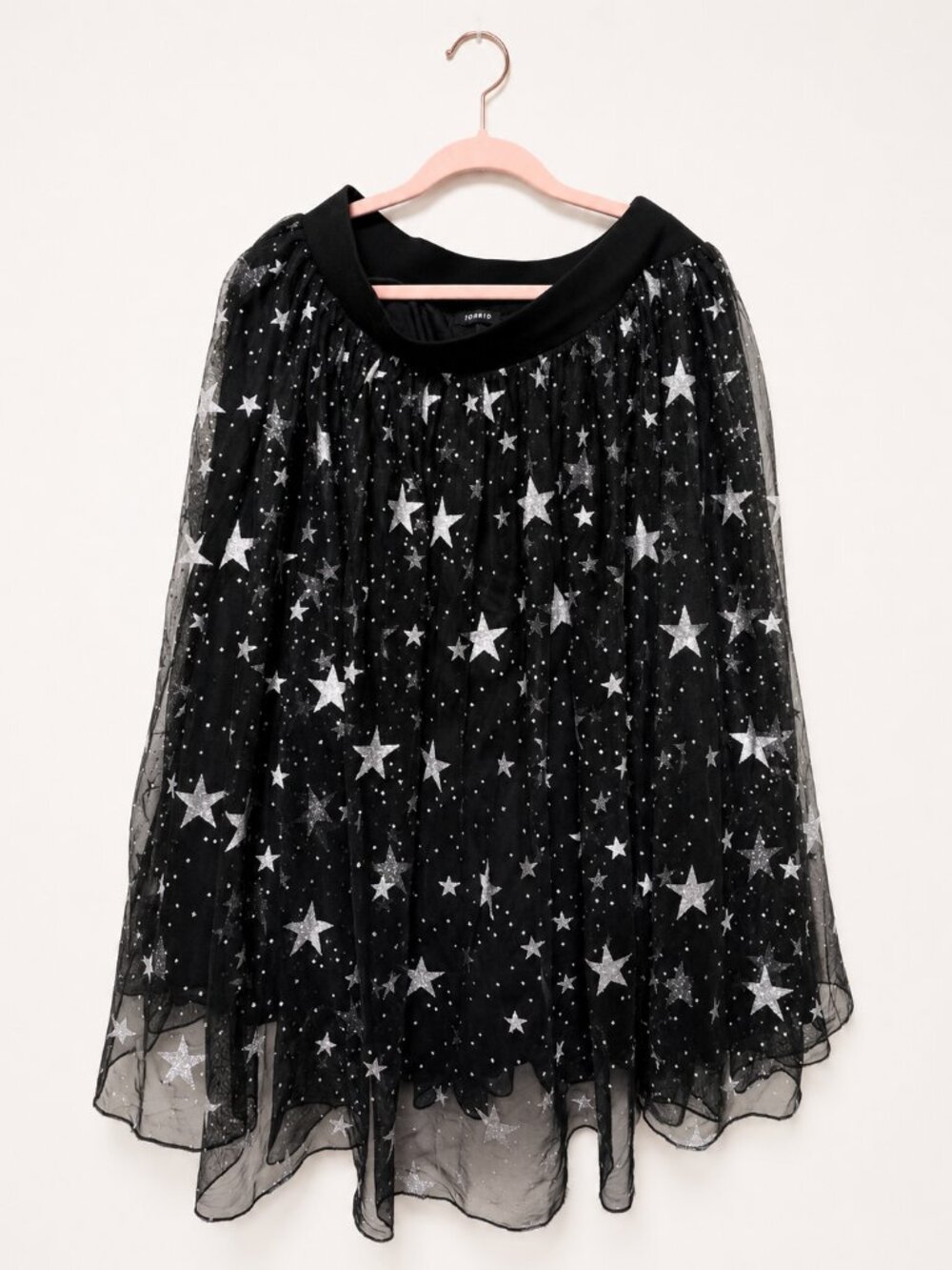 Torrid Layered Mesh Black with Silver Stars Skirt Size 1